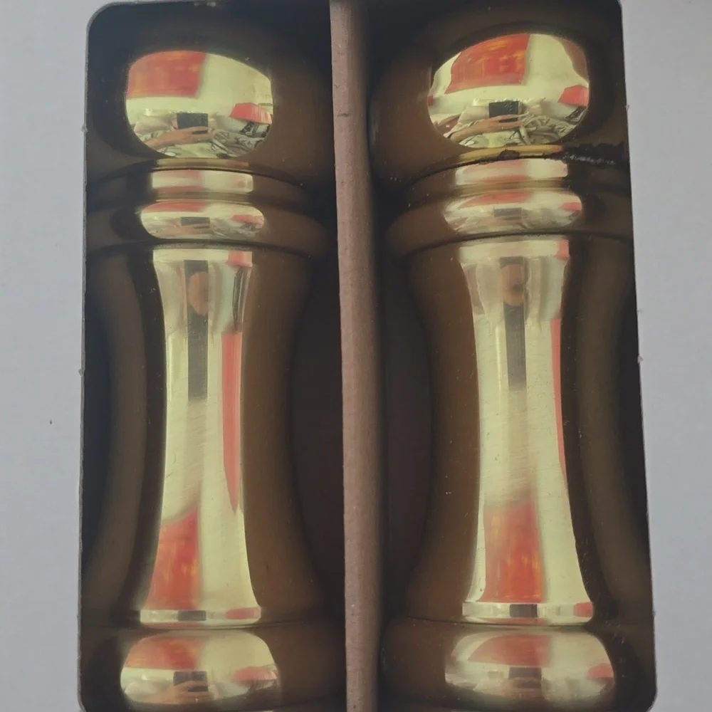 Williams Sonoma Gold & Silver Salt & Pepper Shakers, Brass & Silver, $249.95US